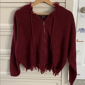 Paper moon zip up cropped sweater